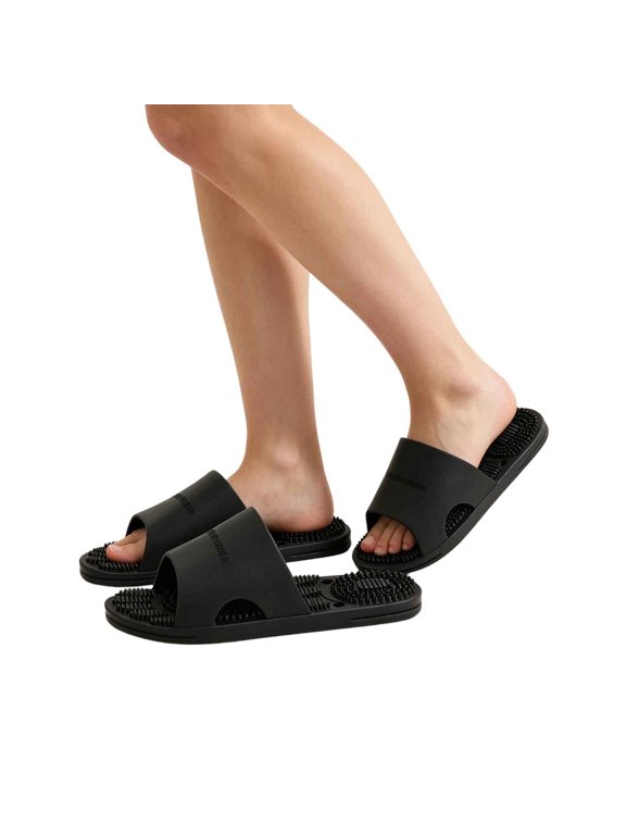 Womens Mens Couples EVA Massage Slide Sandals Lightweight Comfort Cut-out Wide Band Open Toe Non Slip Waterproof Slippers for Indoor Shower House
