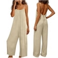 thumbnail image 1 of Purcolt Womens One Piece Jumpsuits Casual Crew Neck Sleeveless Backless Wide Leg Pants Rompers Outfits Summer Beach Loungewear for Beach Part Vacation, 1 of 7