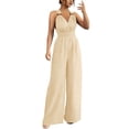 thumbnail image 1 of Purcolt Womens One Piece Jumpsuits Dressy Casual V Neck Sleeveless Tummy Control Wide Leg Pants Rompers Sets Summer Bussiness Work Office Outfits, 1 of 8