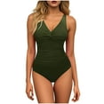 thumbnail image 1 of Purcolt Womens One Piece Swimsuit High Cut V Neck Front Twist Swimwear Tummy Control Bathing Suits Modest Full Coverage Swim Suit, 1 of 8