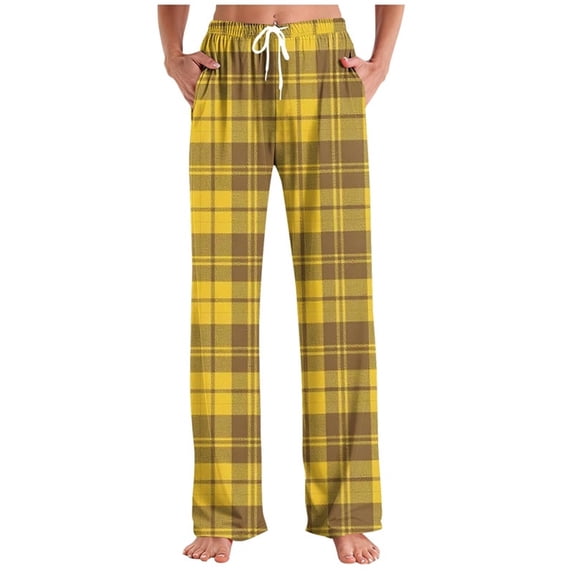 Purcolt Womens Plaid Pajama Pants Comfy Baggy Lounge Pants Casual Loose Drawstring Elastic Waist Sleep Bottoms Trousers with Pockets