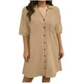 thumbnail image 1 of Purcolt Womens Plus Size Shirt Dresses Casual Short Sleeve Button Down Mini Dresses Summer Beach Cover Up Sundress with Pockets, 1 of 8