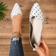 thumbnail image 1 of Purcolt Womens Polka Print Flats Dressy Casual Asymmetrical Cut Pointed Toe Slip On Ballet Shoes Comfort Elegant Soft Sole Dress Shoes for Business Work Office, 1 of 9
