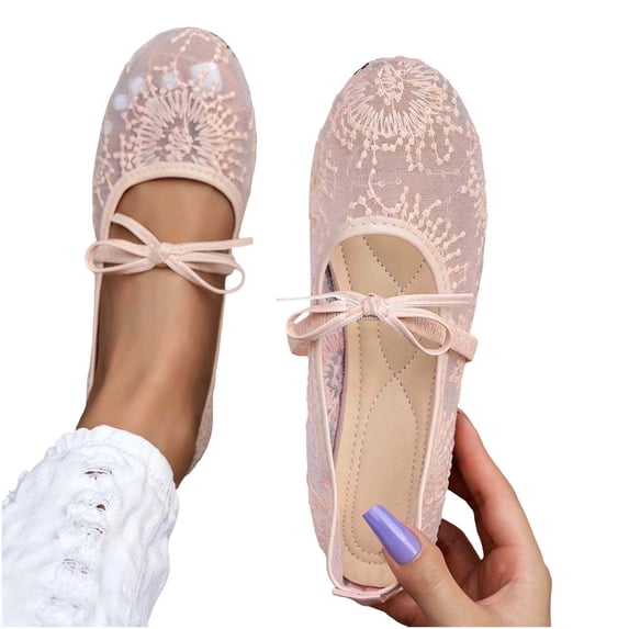 Purcolt Womens Sequin Mesh Ballet Shoes Comfort Breathable Round Toe Slip On Dress Shoes with Strap Dressy Casual Soft Sole Flats Shoes for Walking Travel Vacation
