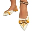 thumbnail image 1 of Purcolt Womens Slingback Sandals Dressy Casual Embroidered Flowers Closed Pointed Toe Ankle Strap Ballet Flats Comfortable Block Low Heel Dress Shoes, 1 of 7