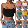 thumbnail image 1 of Purcolt Womens Square Neck Tank Tops Stretchy Casual Spaghetti Strap Sleeveless Layering Cropped Cami Summer Comfort Slim Fitted Athletic Blouses for Workout Yoga Running, 1 of 8