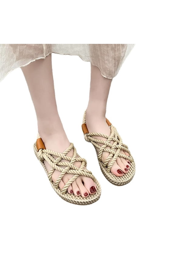 Womens Summer Beach Rope Sandals Durable Comfortable Arch Support Strap Sandals for Travel Beach Poolside