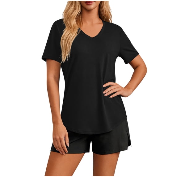Purcolt Womens Summer Tops Lightweight V Neck Short Sleeve Basic T Shirts Dressy Casual Loose Fit Athletic Shirts for Gym Running Yoga