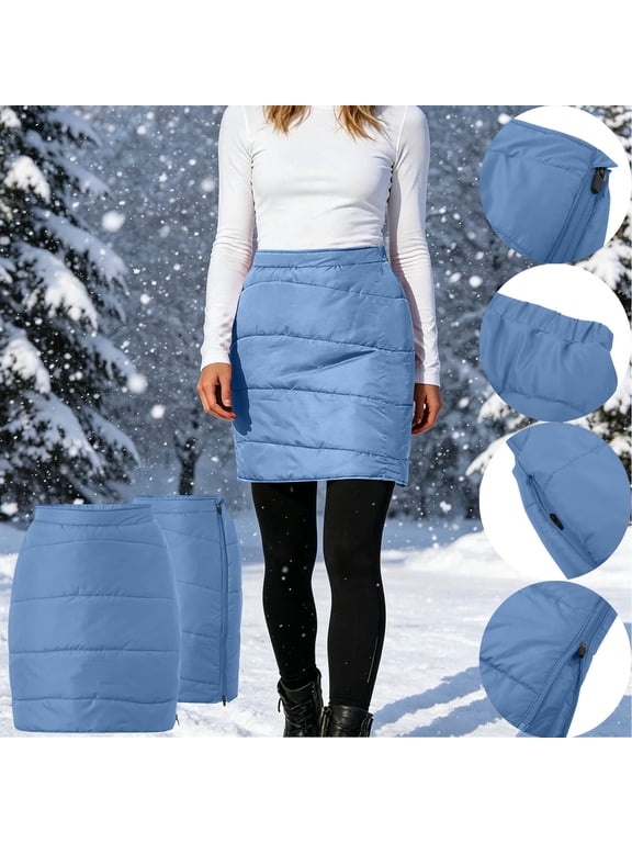 Womens Thermal Quilted Winter Skirts Lightweight Elastic Waist Side Zipper Straight Pencil Short Skirt for Cold Weather Casual Daily Outings