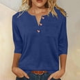thumbnail image 1 of Purcolt Womens Tops 3/4 Sleeve V Neck Button Down Henley Shirts Business Casual Outfit Basic Tees Summer Top, 1 of 6