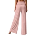 thumbnail image 1 of Purcolt Yoga Pants for Women Comfortable Ruched Elastic Waisted Wide Leg Palazzo Pants Casual Loose Fit Fold Over Pants Summer Beach Trousers, 1 of 5