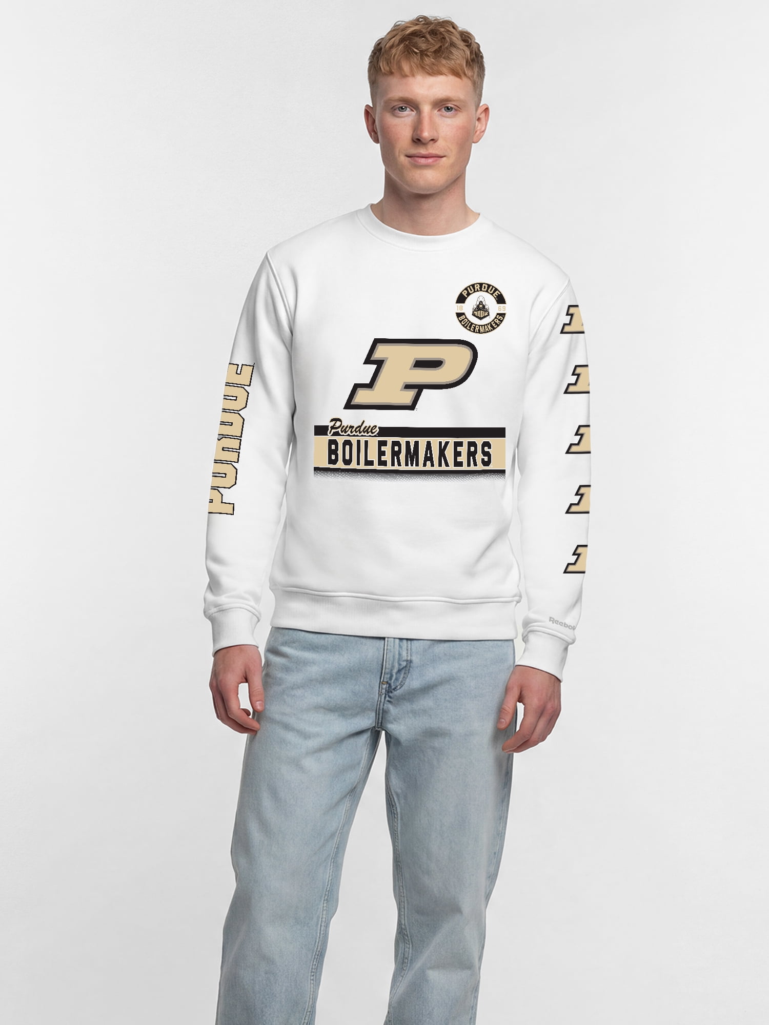 Purdue Boilermakers Reebok Mens White Crew Sweatshirt