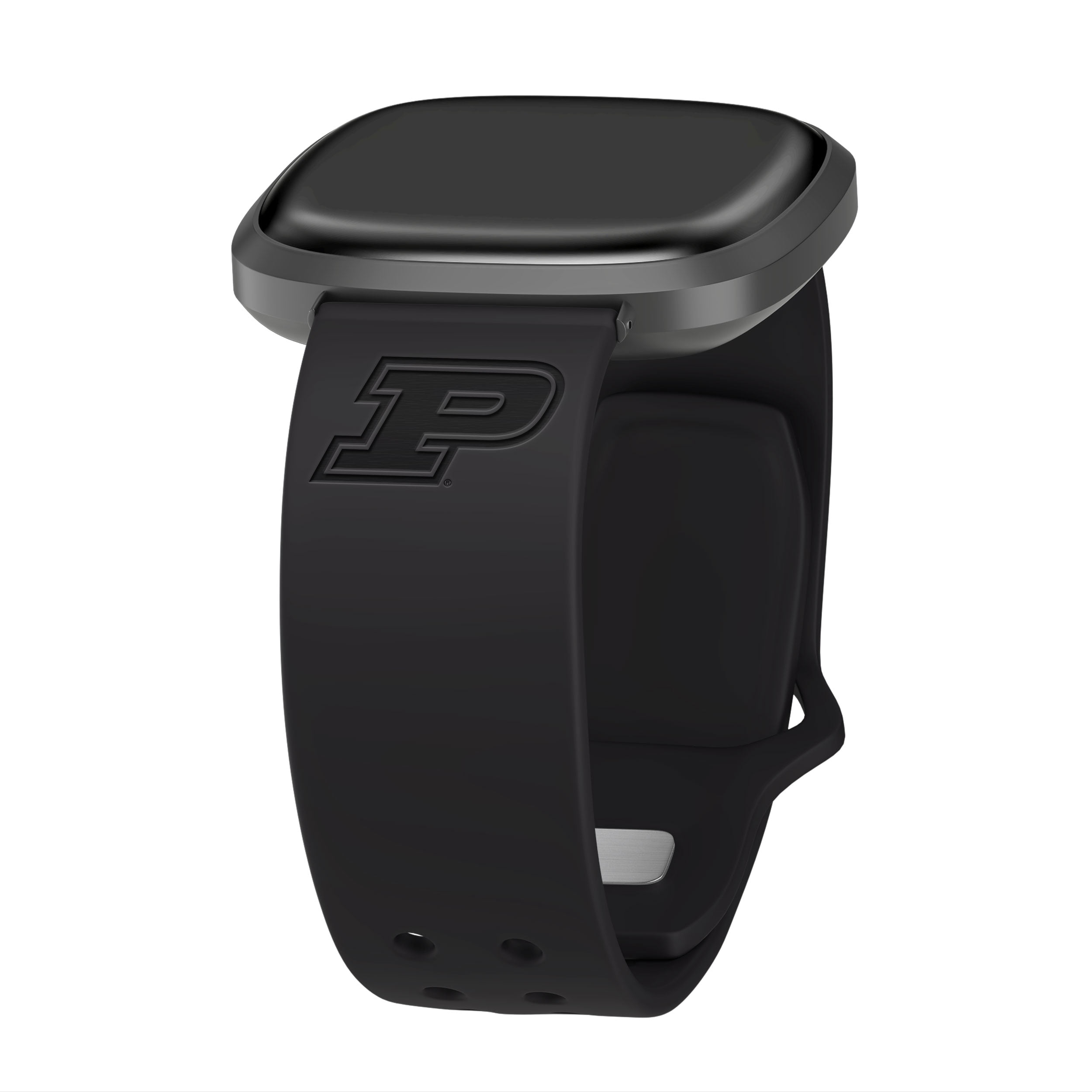 Purdue Engraved Silicone Unisex Watch Band for Fitbit Versa 3 and Sense (Black) by Affinity Bands