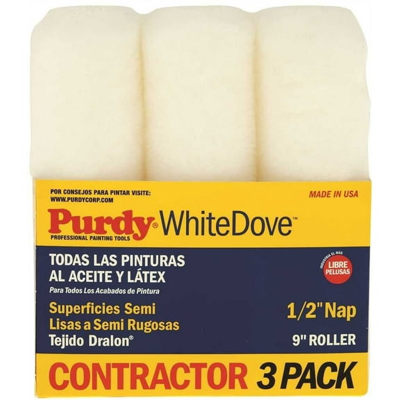 Purdy 140864000 9" X 1/2" White Dove Roller Covers 3 Count