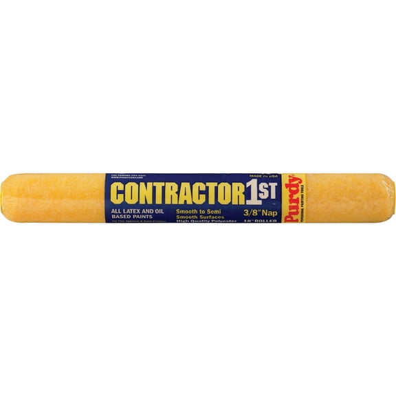 Purdy 144688182 Contractor First with 3/8" Nap Roller Cover Case of 6, 18" — Interior & Exterior Use, Professional Finish