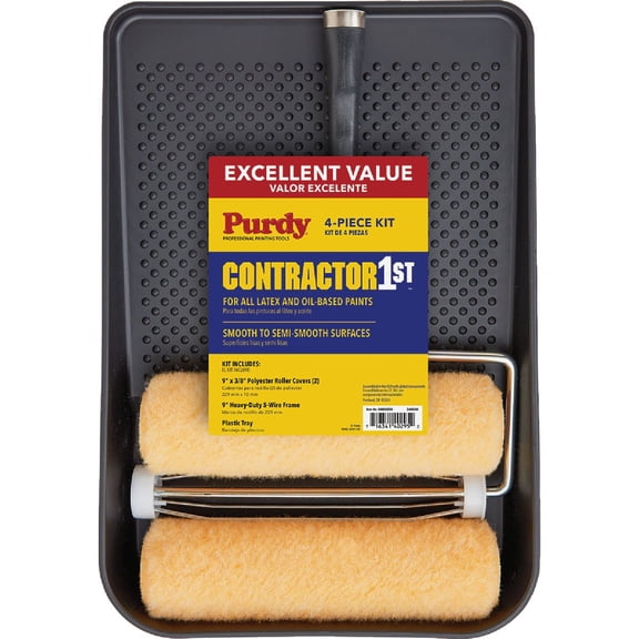 Purdy Tray 4 Piece Polyester Semi-Smooth Surfaces 3/8 " Nap 9 " 1.5 Qt  Interior & Exterior Use, Professional Finish