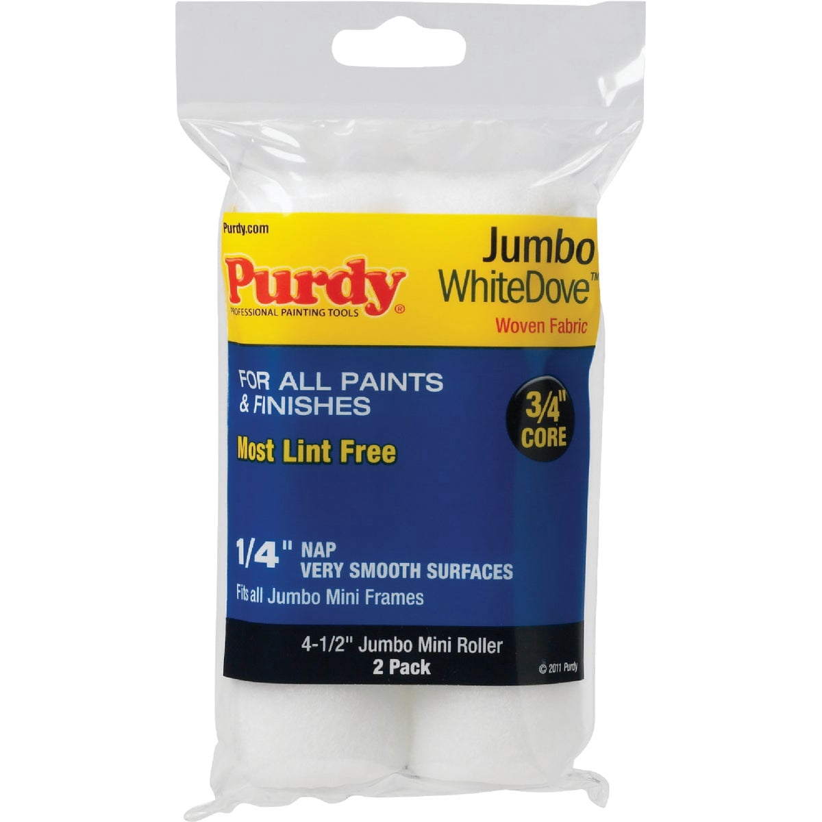 Purdy White Dove Dralon 1/4 in. x 4.5 in. W Mini Paint Roller Cover 2 pk For Very Smooth to Smooth Surfaces