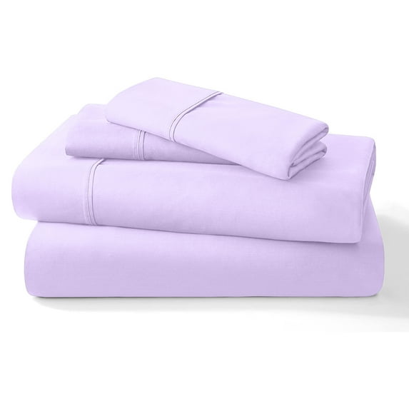 Pure 100% Certified Organic Cotton Bed Sheet Set 1000 Thread Count, 4 Piece Bedding Set, 24" EXTRA DEEP POCKET, Crisp and Cooling Sateen Weave, Eco-Friendly -(Lilac, King)