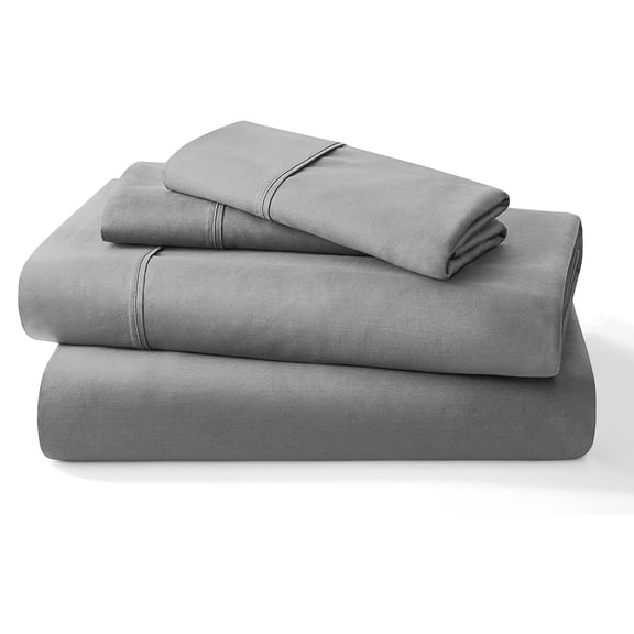 Pure 100% Certified Organic Cotton Bed Sheet Set 1000 Thread Count, 4 Piece Bedding Set, 28" EXTRA DEEP POCKET, Crisp and Cooling Sateen Weave, Eco-Friendly -(Light Grey, Queen-XL)