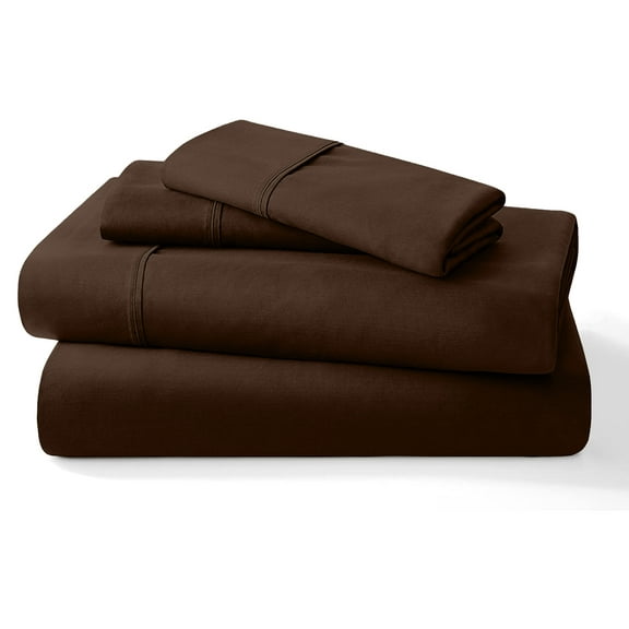Pure 100% Certified Organic Cotton Bed Sheet Set 1000 Thread Count, Crisp and Cooling Sateen Weave, Soft Breathable, Eco-Friendly, 4 Piece Bedding Set, 10" Deep Pocket -(Chocolate, Full)
