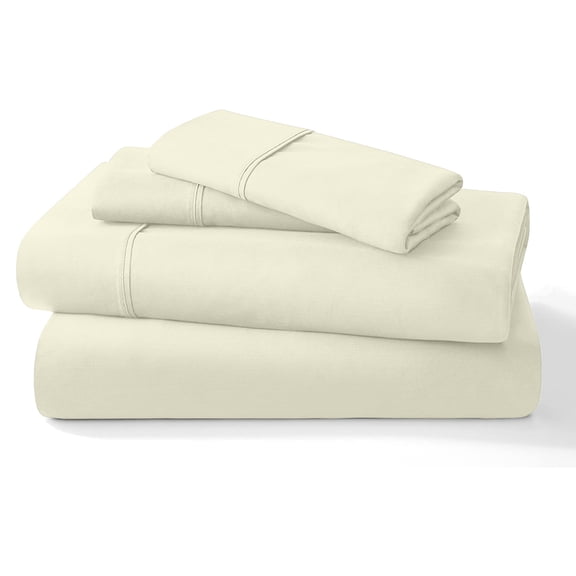 Pure 100% Certified Organic Cotton Bed Sheet Set 1000 Thread Count, Crisp and Cooling Sateen Weave, Soft Breathable, Eco-Friendly, 4 Piece Bedding Set, 15" Deep Pocket -(Ivory, Twin)