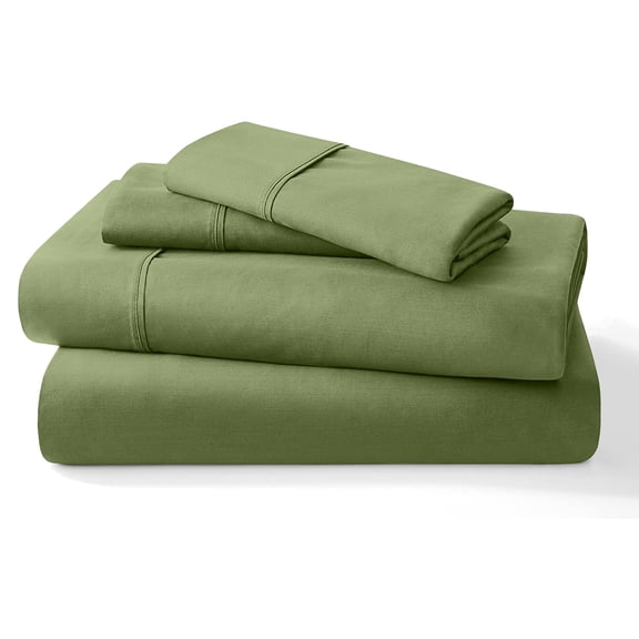 Pure 100% Certified Organic Cotton Bed Sheet Set 1000 Thread Count, Crisp and Cooling Sateen Weave, Soft Breathable, Eco-Friendly, 4 Piece Bedding Set, 15" Deep Pocket -(Sage, King)