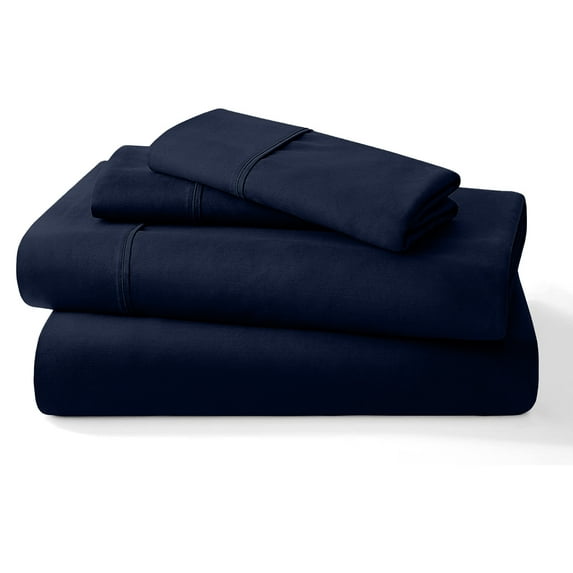 ABORN Organic Cotton 4 PC Adult Bedsheet 800 Thread Count 10" Deep Pocket Navy Blue Queen-XL