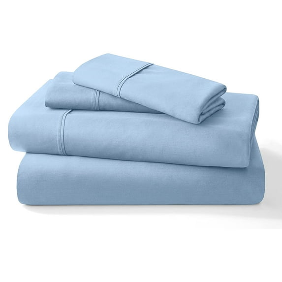 ABORN Organic Cotton 4 PC Adult Bedsheet 800 Thread Count 10" Deep Pocket Light Blue Queen-XL