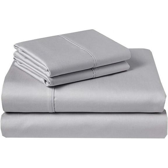 Pure 1000 Thread Count 100% Pure Egyptian Cotton Silver Twin XL 4-Piece Sheet Set, Long Staple Cotton, Sateen Weave for Soft and Silky Feel,Fits Mattress Upto 21"-26'' DEEP Pocket