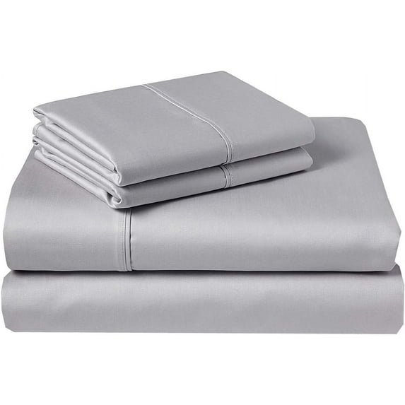Pure 1000 Thread Count PIMA Cotton- Sateen Weave- Olympic Queen(66" X 80") Silver Sheet Set - 4-Piece 14"-18" Inches Standard Deep Pocket Elastic Bounded