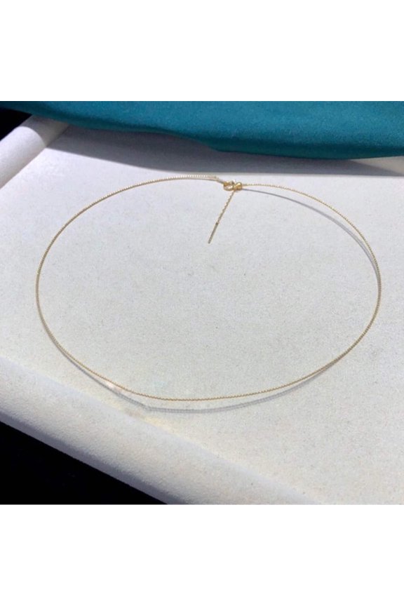 Pure 18k Yellow Gold Car Pattern Women Necklace DIY Pearl Making Necklace