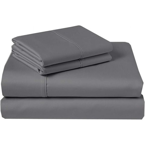 Pure 800 Thread Count 100% Pure Egyptian Cotton Dark Gray Twin(39"X75") 4-Piece Sheet Set, Long Staple Cotton, Sateen Weave for Soft and Silky Feel,Fits Mattress Upto 16"-18'' DEEP Pocket