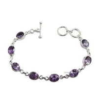 Pure 925 Sterling Silver Bracelet For Men, Women, Unisex, Genuine Amethyst Bracelet Gemstone Unique Handcrafted Bracelet For Her or Him