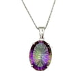 thumbnail image 1 of Pure 925 Sterling Silver Necklace For Women, Genuine Prong Mystic Topaz Faceted Oval Gemstone Amazing Handcrafted Necklace For Her, 1 of 5