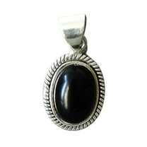 Pure 925 Sterling Silver Pendant For Men Women, Genuine Black Onyx Cabochon Oval Gemstone Beautiful Handcrafted Pendant For Her Him