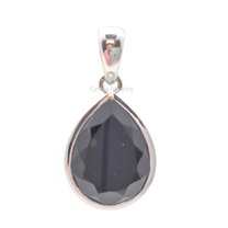 Pure 925 Sterling Silver Pendant For Men Women, Genuine Black Onyx Faceted Pear Gemstone Unique Handcrafted Pendant Gifts For Her Him