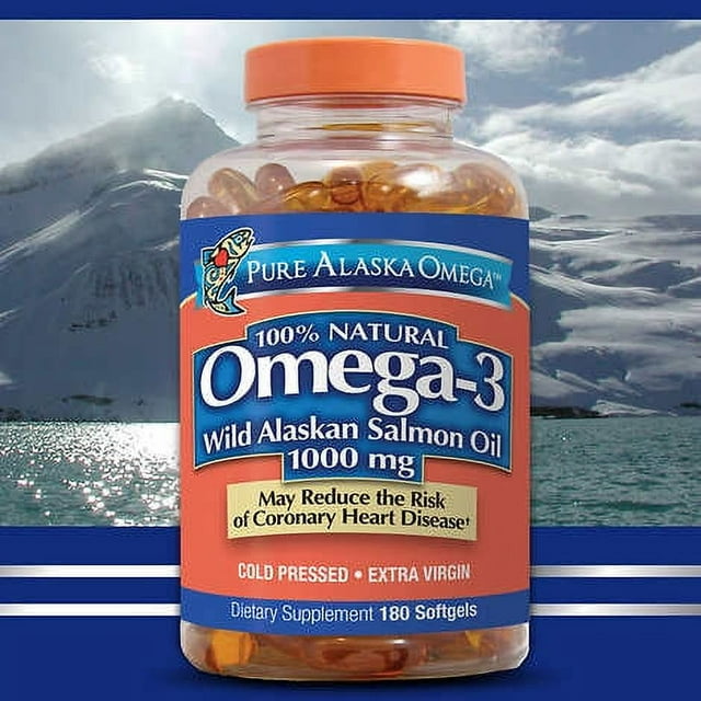 Pure Alaska Omega3 Wild Alaskan Salmon Oil Softgels, 1000 Mg, 180 Ct