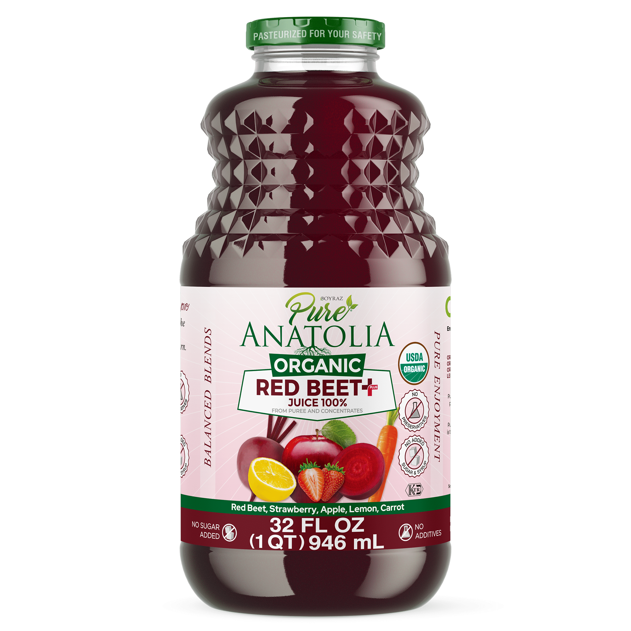 Pure Anatolia Organic Red Beet Juice, 32 fl oz; glass bottle