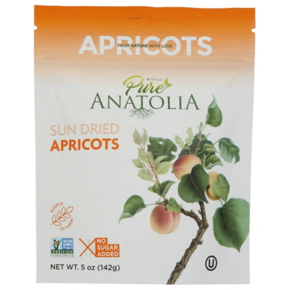Pure Anatolia Sun Dried Apricots, Non-GMO, Gluten-Free, Nutrient-Rich, 1 Pack of 5 oz