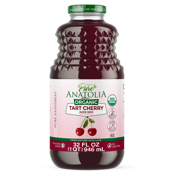 Pure Anatolia Organic Tart Cherry Juice, 32 Fl Oz Glass Bottle