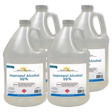 Pure Anhydrous (Clear) 99% Isopropyl Alcohol, 4 Gallon Bottle (Special Pack of Four)