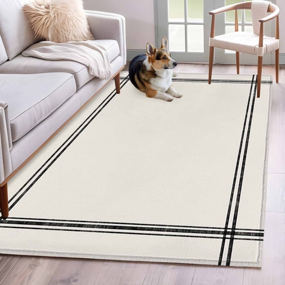 Pure Apricot Runner Rug 2.7x5 FT, Non Slip Entryway Carpet, Simple Solid Color Washable Soft Floor Carpet Entrance Mat Non-Shedding Throw Rug for Hallway Laundry Room Bedside
