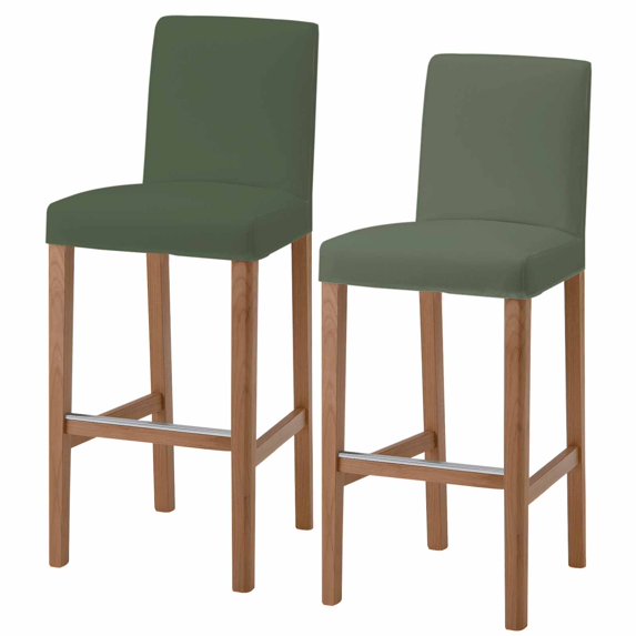 Pure Army Green Bar Stool Covers - Stretch Dining Chair Covers Set of 2, Modern Solid Color Minimalist Art Bar Chair Cover Removable Counter Stool Pub Chairs Slipcovers Protectors for Kitchen/Cafe
