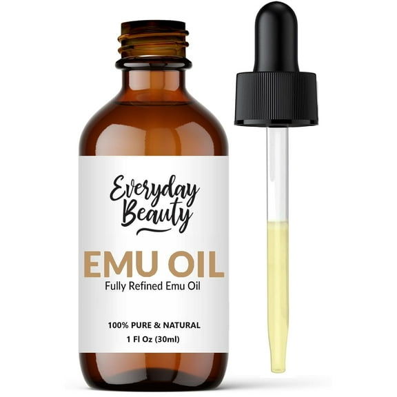 Pure Australian Emu Oil - All Natural 6X Refined for Face, Skin and Hair - Highly Effective Hydration for Sensitive Skin & Hair Growth Perfect for Scar & Blemishes - 1 Fl Oz Glass Bottle & Dropper