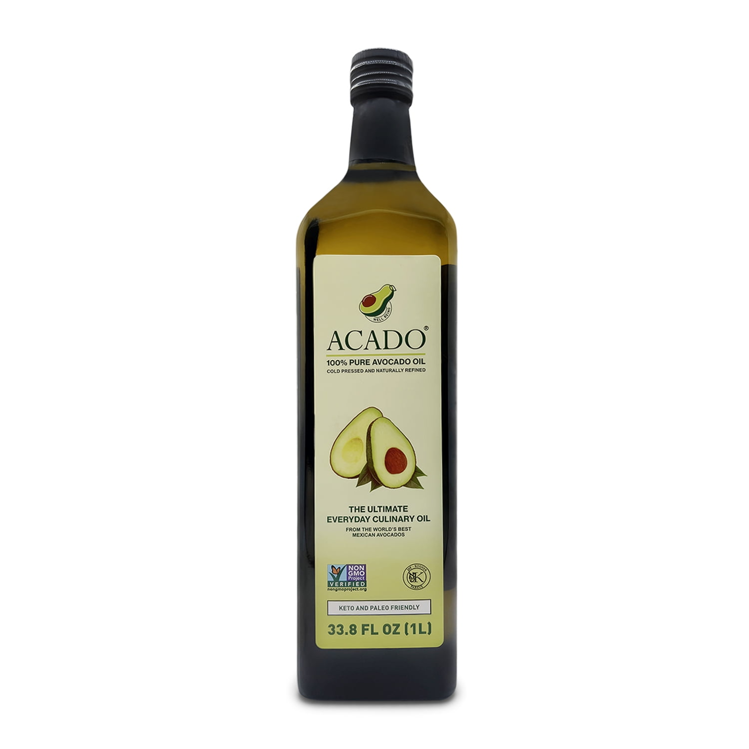 Pure Avocado Oil Cold Pressed Naturally Refined ACADO 33.8 oz Glass