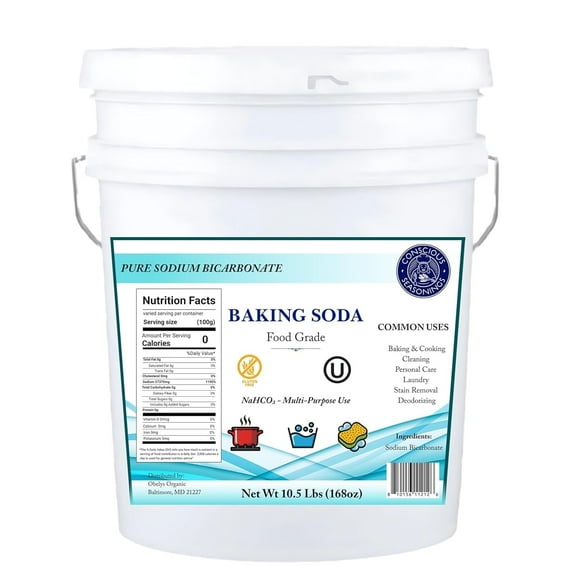 Pure Baking Soda Powder - 10.5 Pounds (1.34 Gallon) ORMI Listed Sodium Bicarbonate Powder - 100% Pure Food-Grade for Baking | Bread, Cookies and Other Baked Goods | Clean and Deodorize