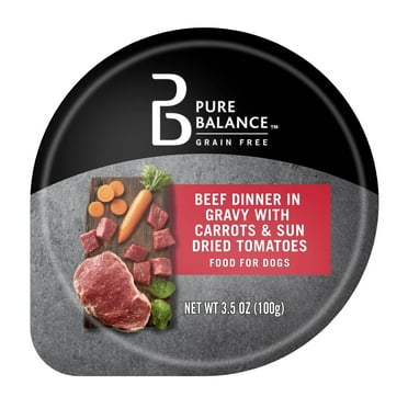 Pure Balance Beef Dinner in Gravy with Carrots & Sun Dried Tomatoes Wet Dog Food, Grain Free, 3.5 oz Cup