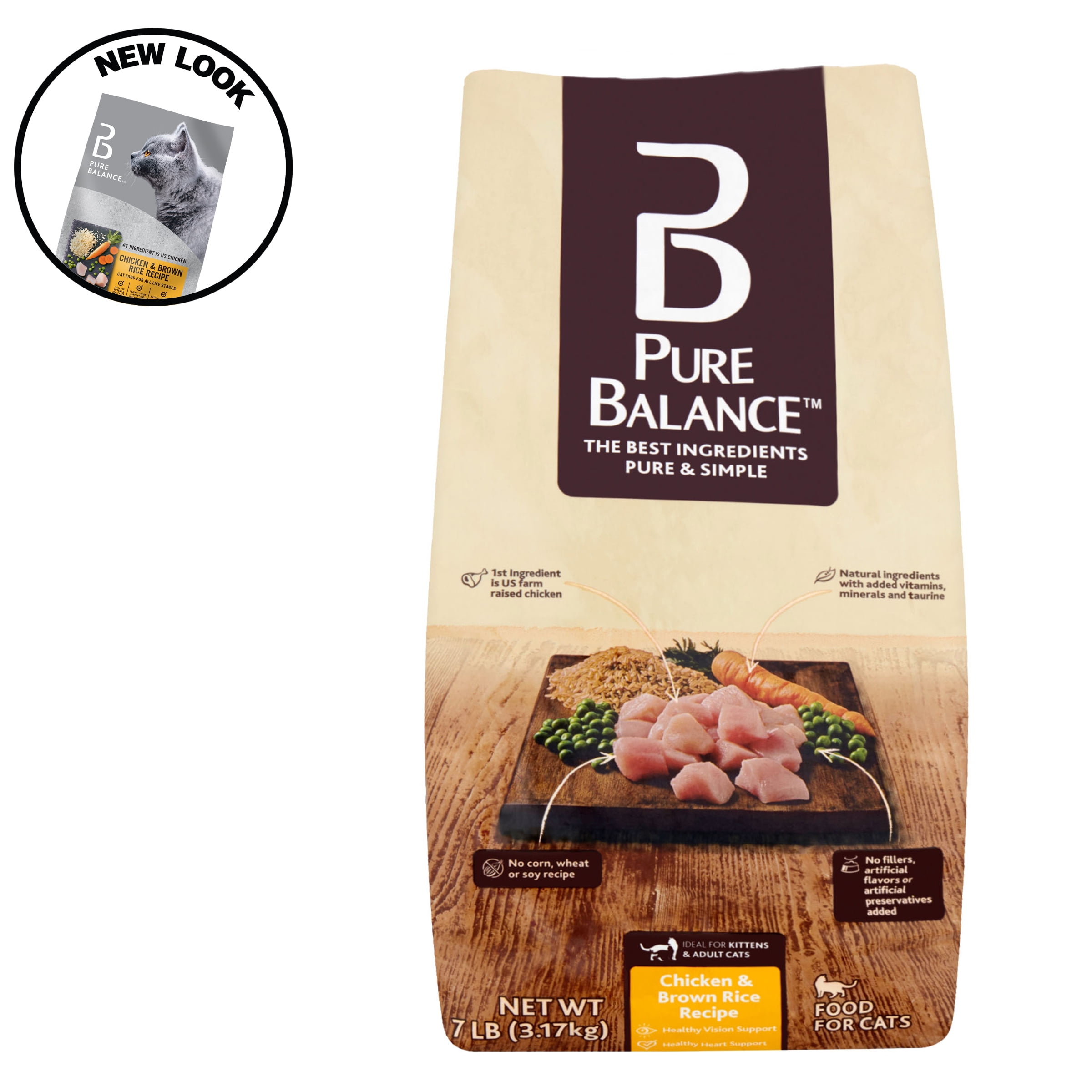 Pure Balance Chicken & Brown Rice Recipe Food for Cats, 7 lb
