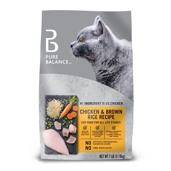 Pure Balance Dry Cat Food, Chicken & Brown Rice Recipe, 7 lbs