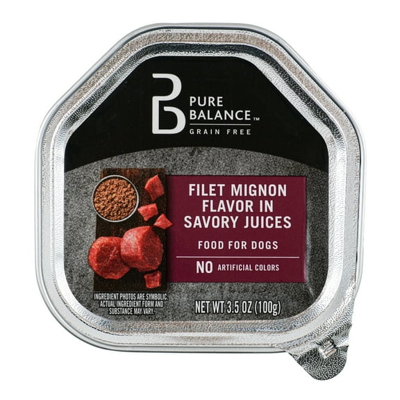 Pure Balance Grain Free Filet Mignon Flavor in Savory Juices Wet Dog Food, 3.5 oz